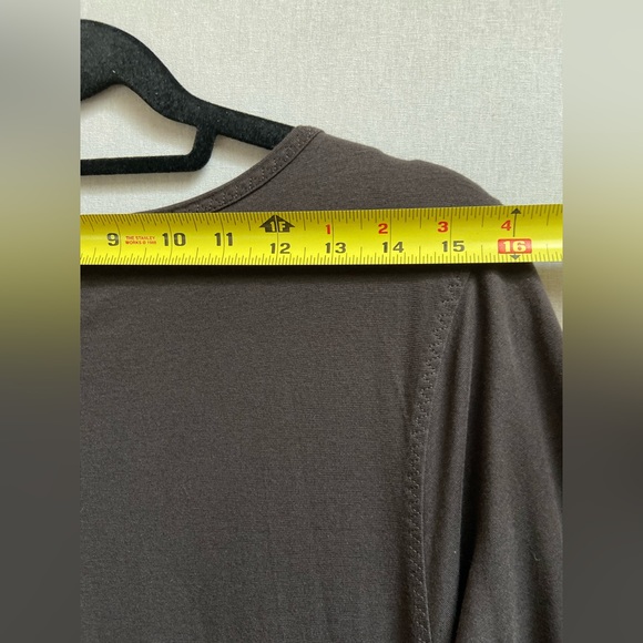HORNY TOAD Muse Dress 3/4 Sleeve V-Neck Side Ruching Coffee Brown Sz L - Picture 10 of 13